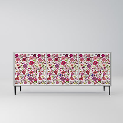 PETAL GARDEN 3-Door Sideboard in Grey Finish