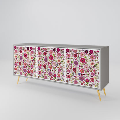 PETAL GARDEN 3-Door Sideboard in Grey Finish
