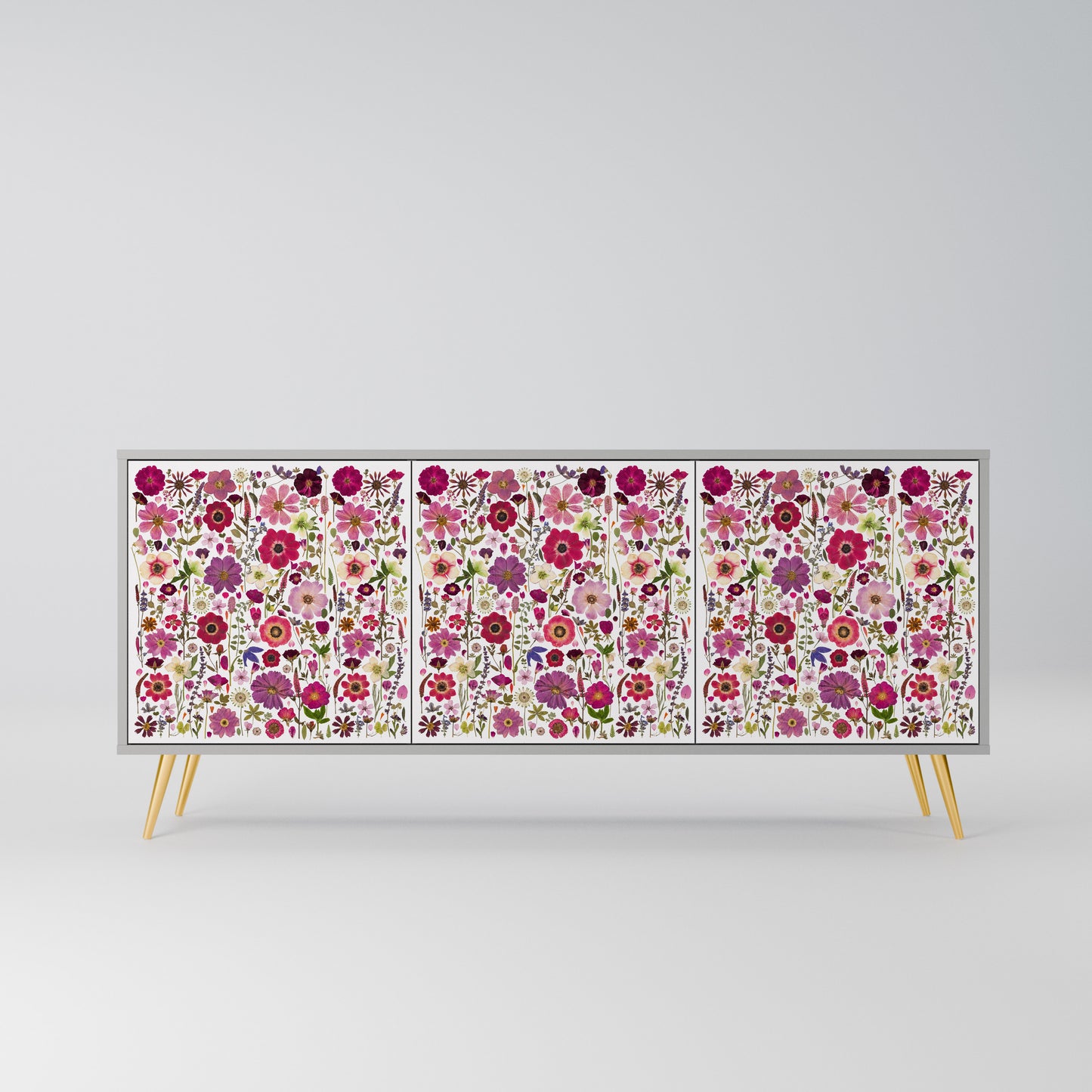 PETAL GARDEN 3-Door Sideboard in Grey Finish