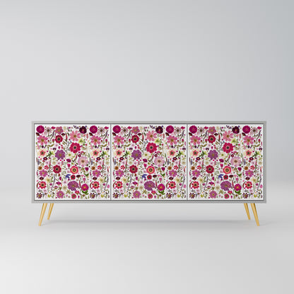 PETAL GARDEN 3-Door Sideboard in Grey Finish