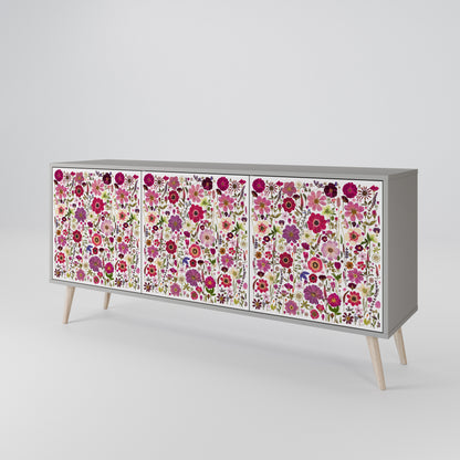 PETAL GARDEN 3-Door Sideboard in Grey Finish