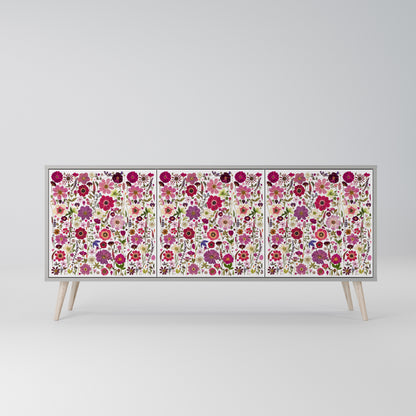 PETAL GARDEN 3-Door Sideboard in Grey Finish
