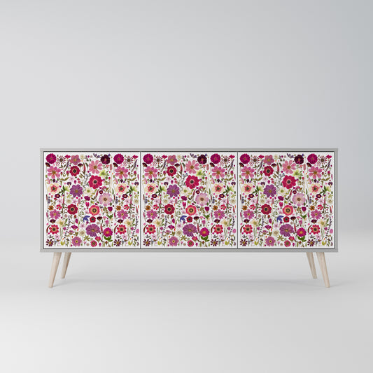 PETAL GARDEN Madia a 3 Ante in Finitura Grigia