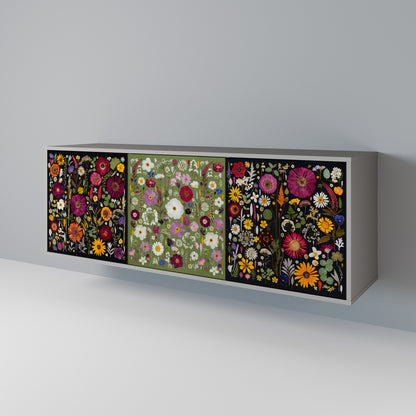 VERDANT GARDEN 3-Door Sideboard in Grey Finish