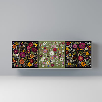 VERDANT GARDEN 3-Door Sideboard in Grey Finish