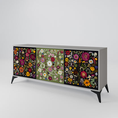 VERDANT GARDEN 3-Door Sideboard in Grey Finish