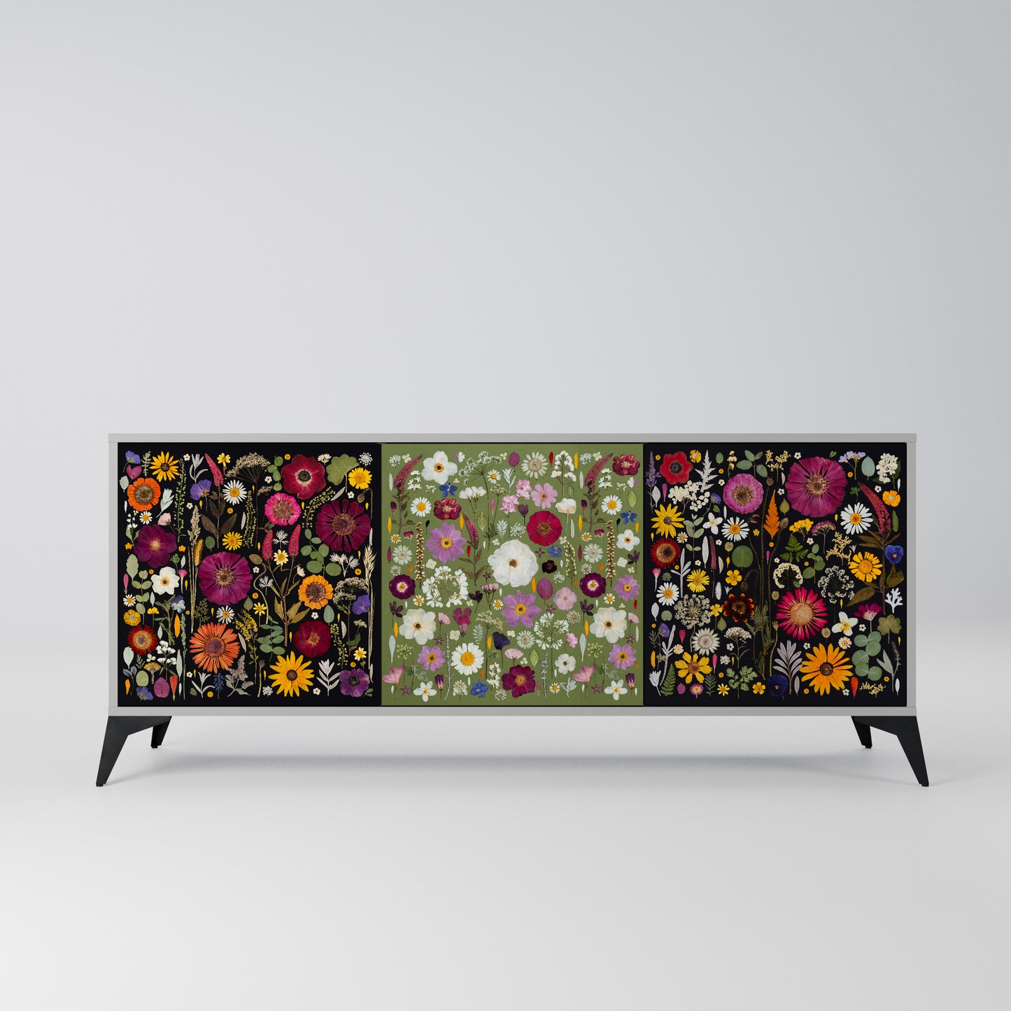 VERDANT GARDEN 3-Door Sideboard in Grey Finish