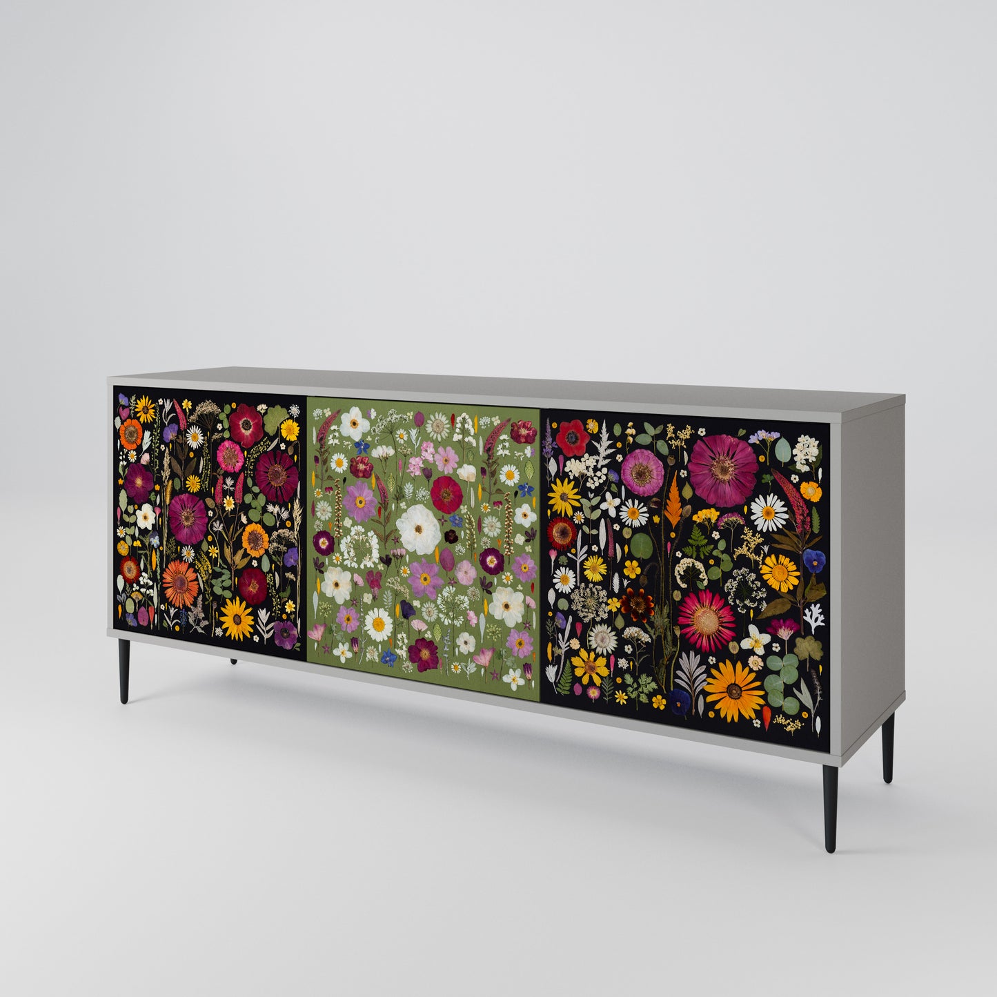 VERDANT GARDEN 3-Door Sideboard in Grey Finish