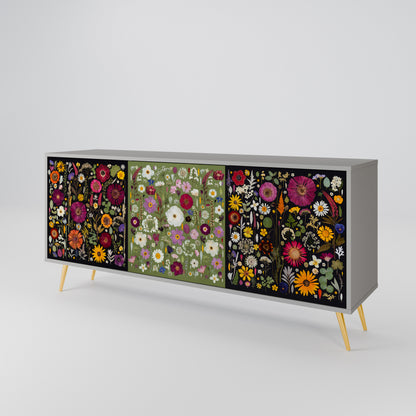 VERDANT GARDEN 3-Door Sideboard in Grey Finish