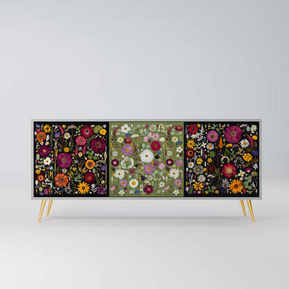 VERDANT GARDEN 3-Door Sideboard in Grey Finish