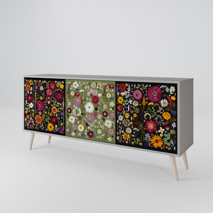 VERDANT GARDEN 3-Door Sideboard in Grey Finish