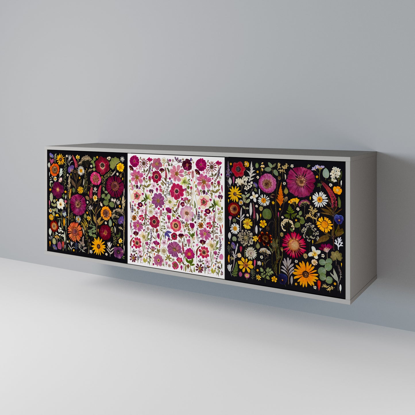 DAYNITE GARDEN 3-Door Sideboard in Grey Finish