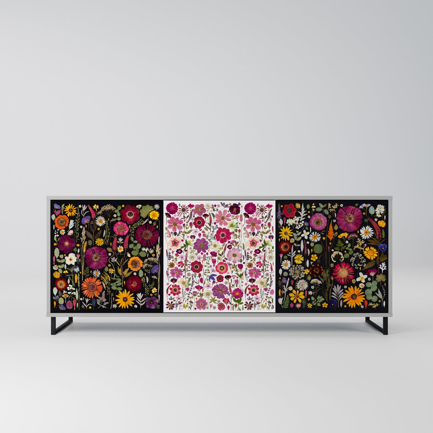 DAYNITE GARDEN 3-Door Sideboard in Grey Finish