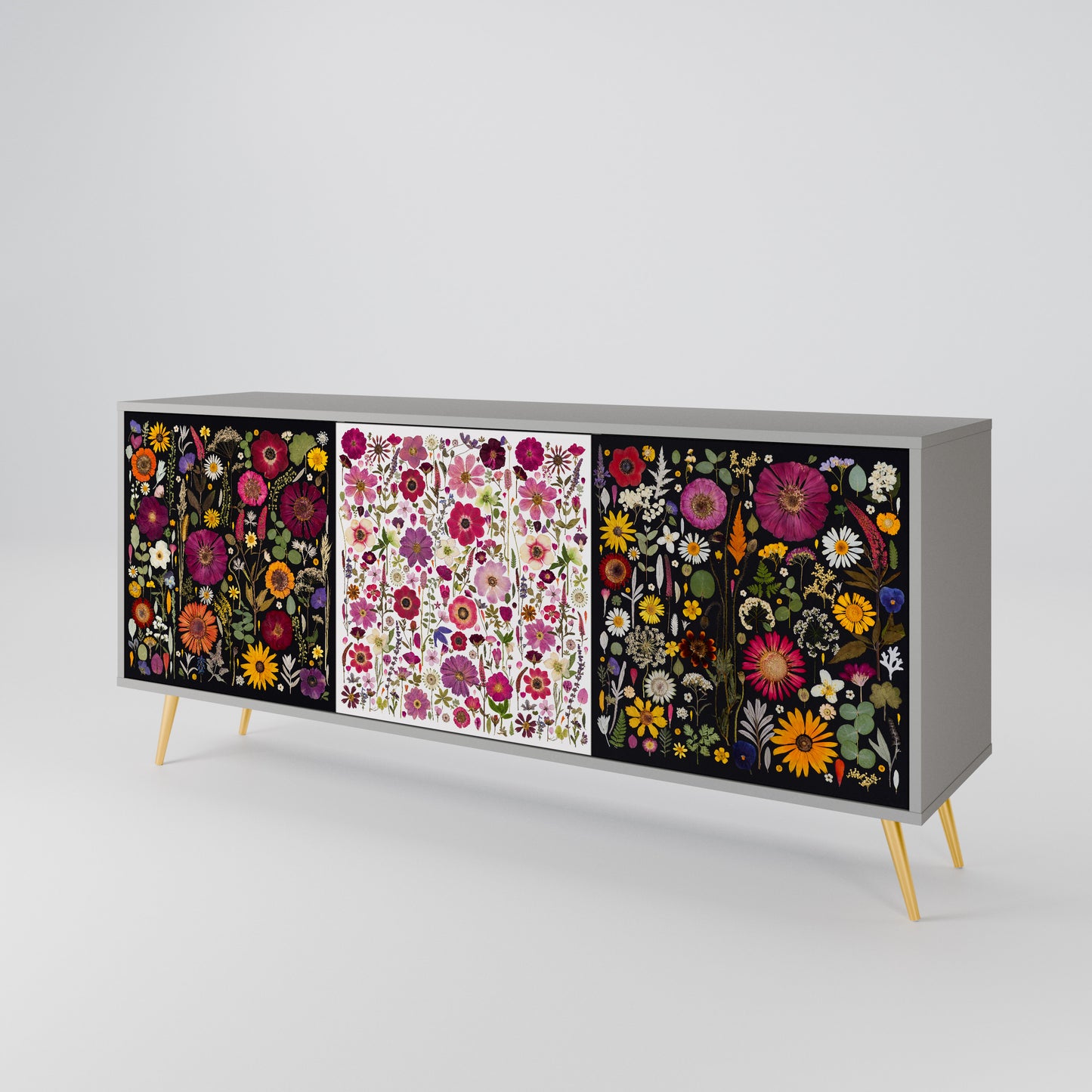 DAYNITE GARDEN 3-Door Sideboard in Grey Finish