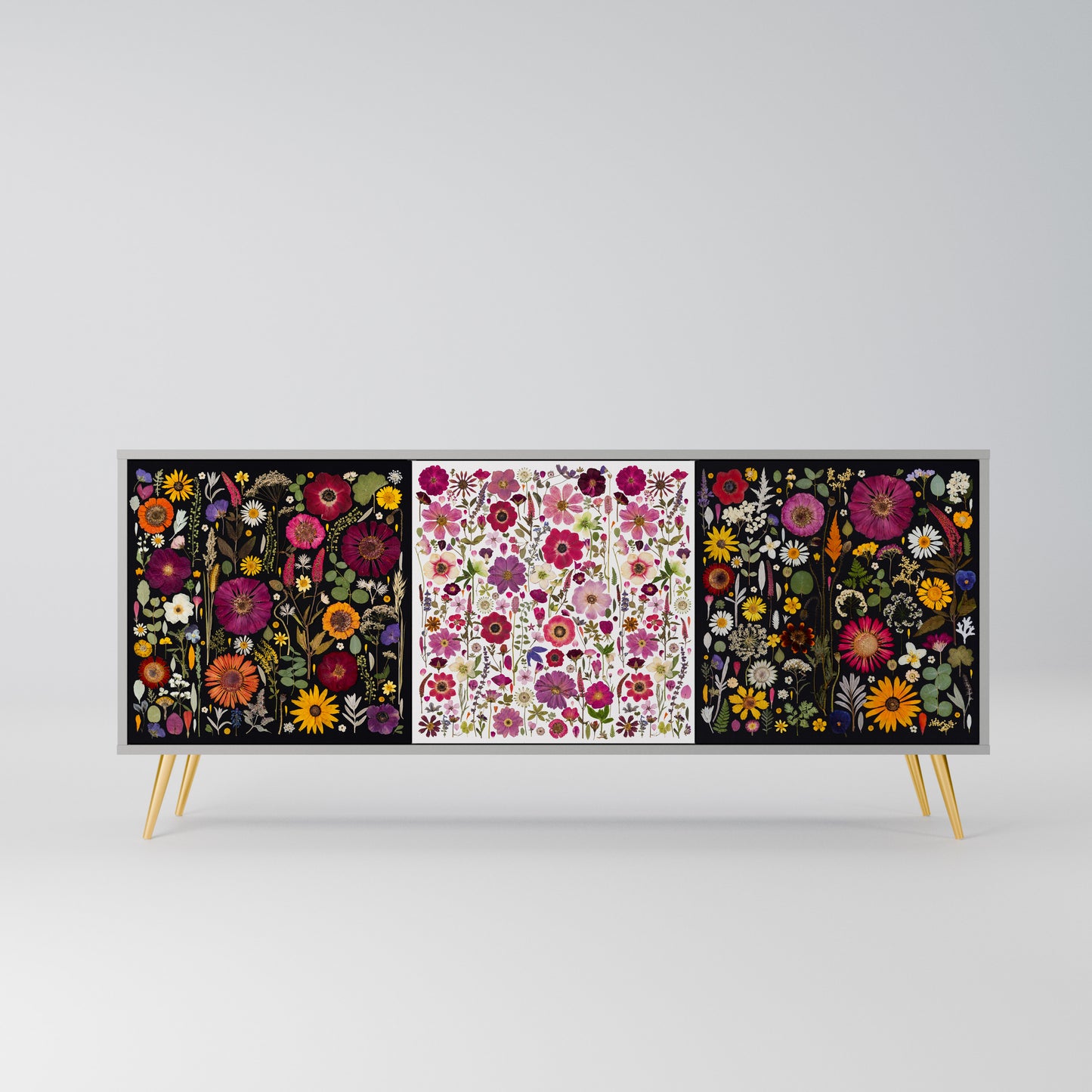 DAYNITE GARDEN 3-Door Sideboard in Grey Finish