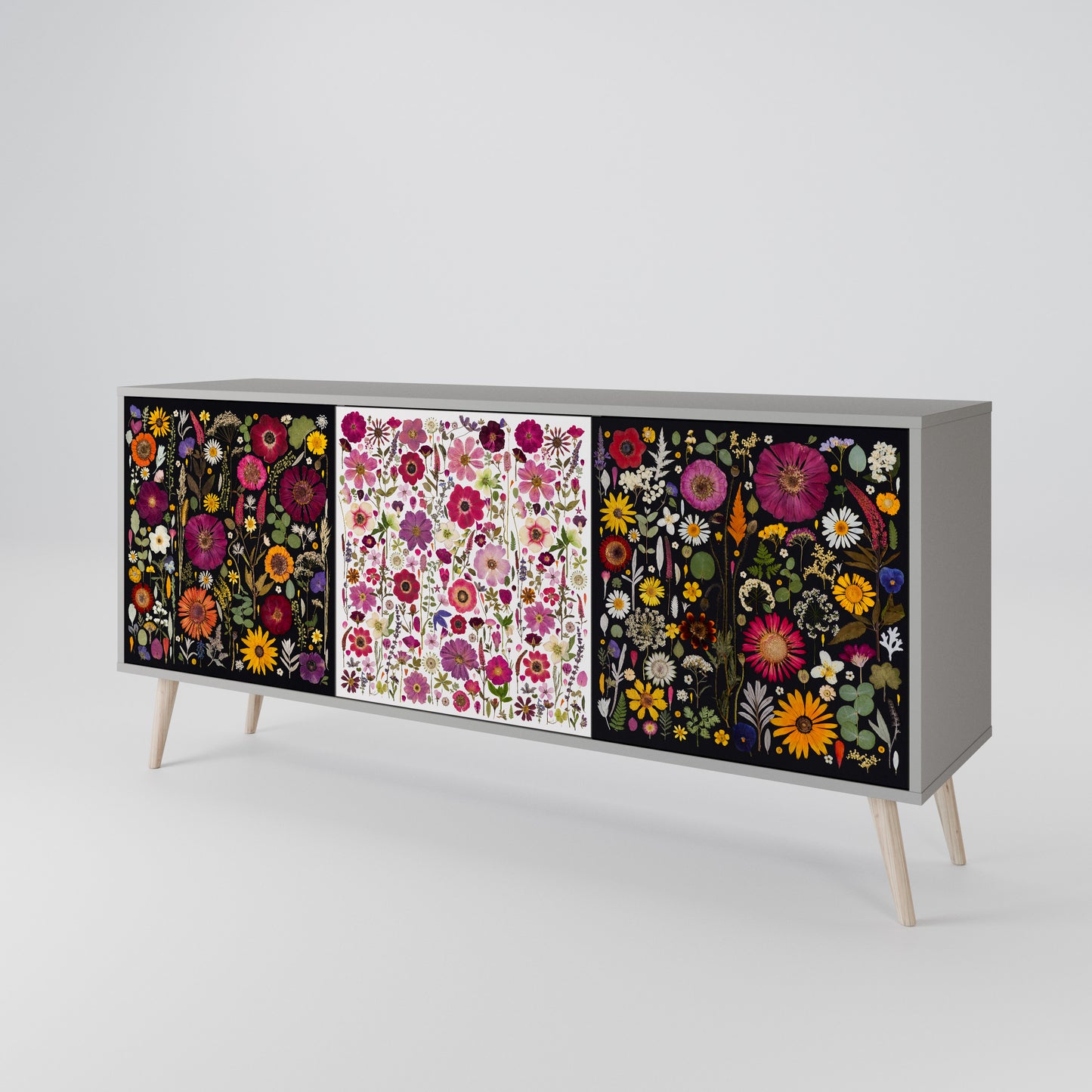 DAYNITE GARDEN 3-Door Sideboard in Grey Finish