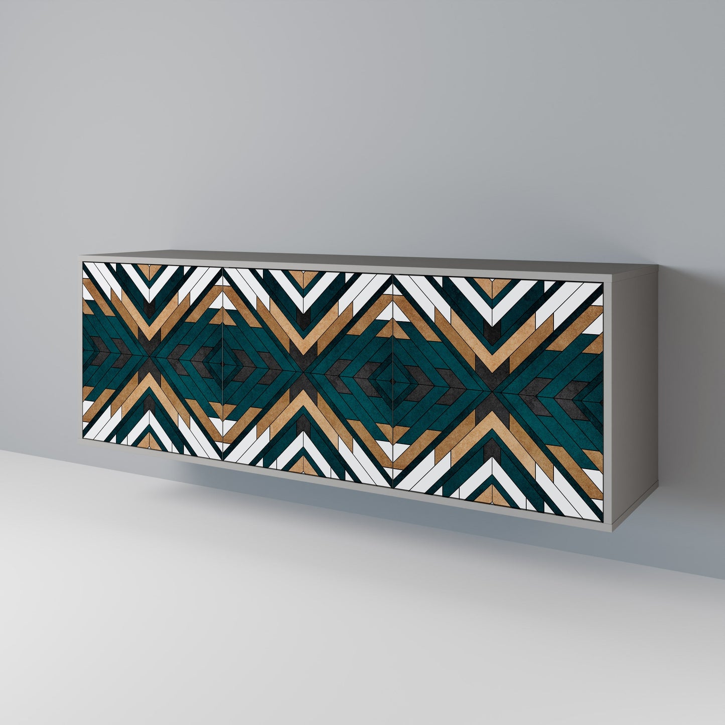 Credenza a 3 ante ARTISTIC GEOMETRY in finitura grigia