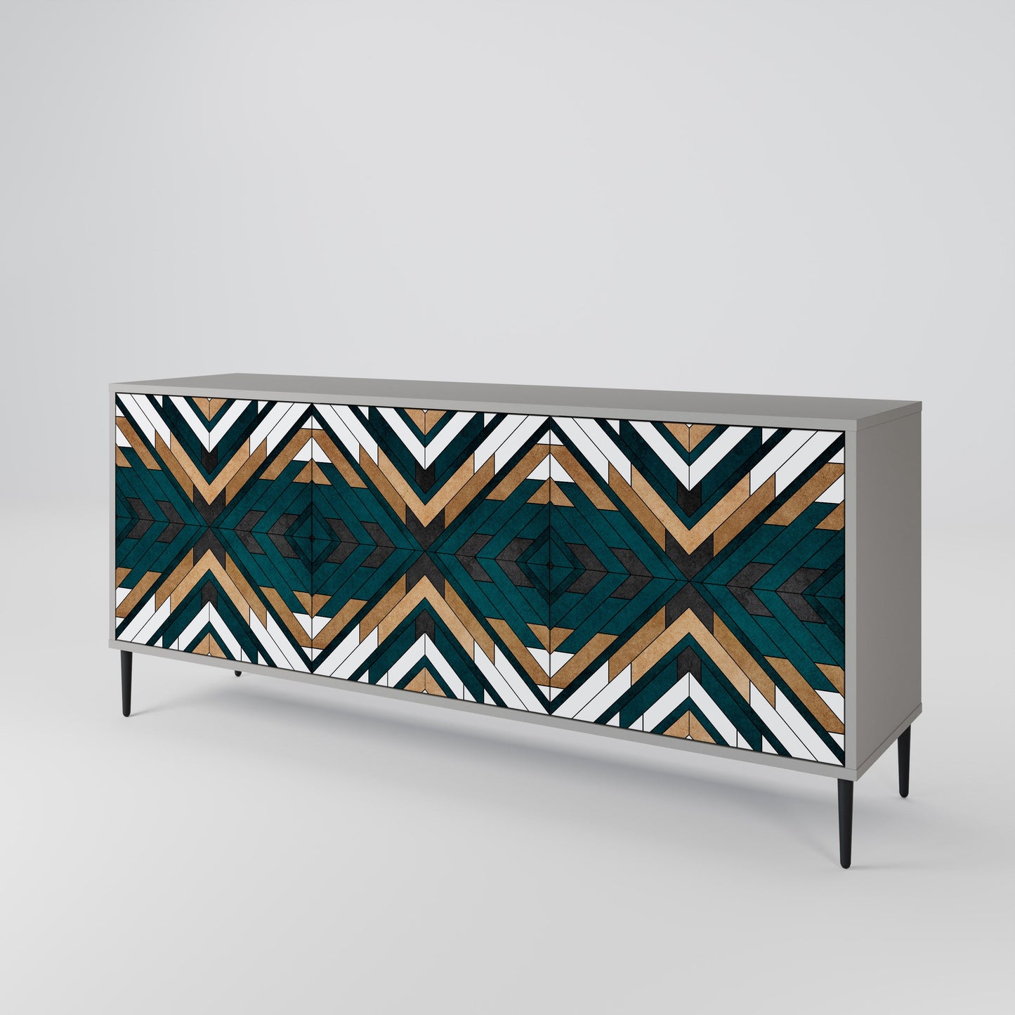 Credenza a 3 ante ARTISTIC GEOMETRY in finitura grigia