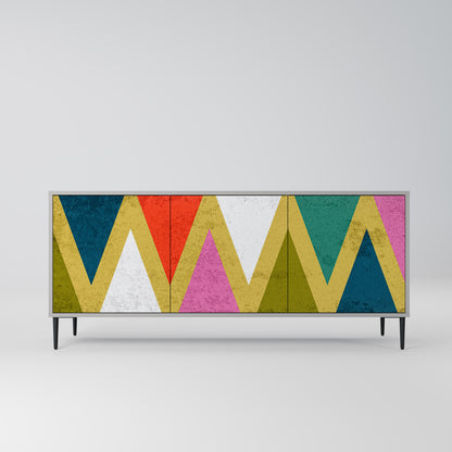 COLORFUL TRIANGLES 3-Door Sideboard in Grey Finish