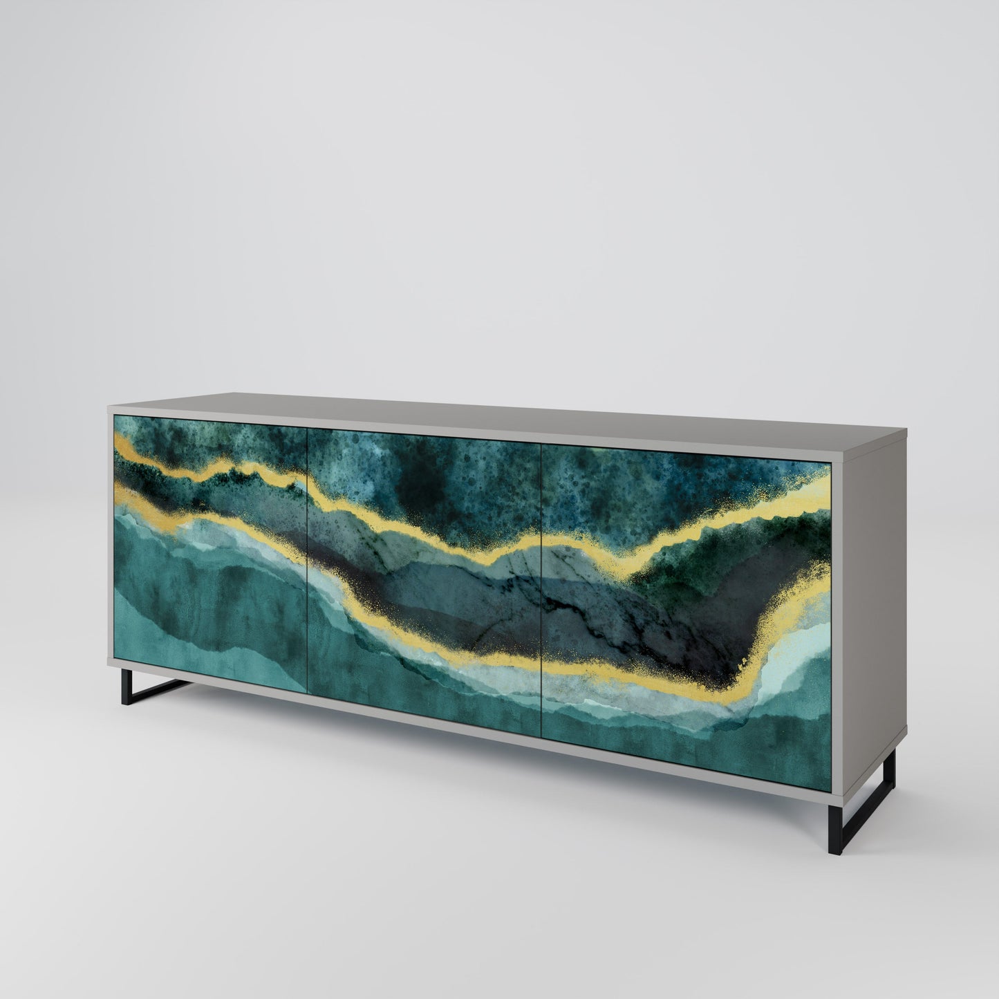 GOLDRUSH ODYSSEY 3-Door Sideboard in Grey Finish