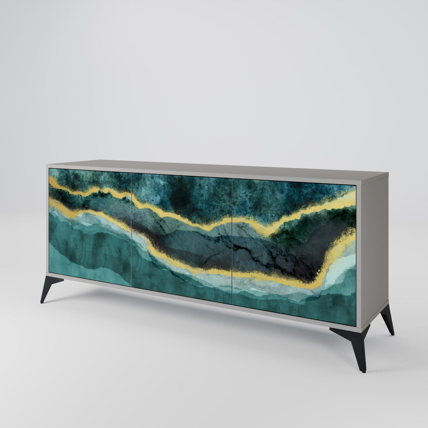 GOLDRUSH ODYSSEY 3-Door Sideboard in Grey Finish