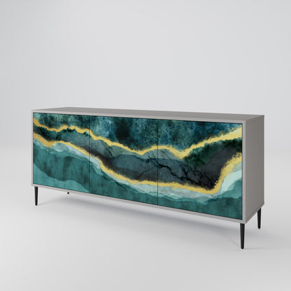 GOLDRUSH ODYSSEY 3-Door Sideboard in Grey Finish