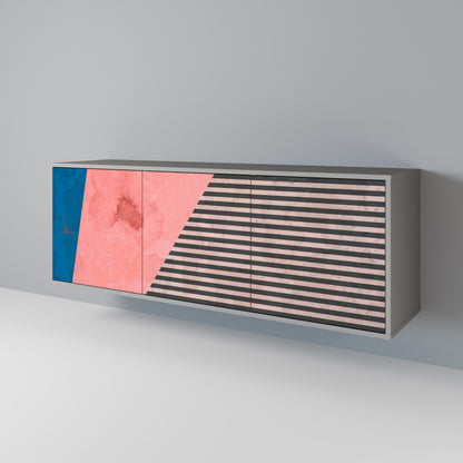 GLAMOROUS STRIPE 3-Door Sideboard in Grey Finish
