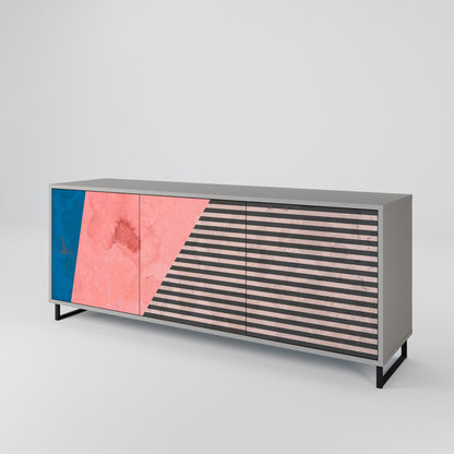 GLAMOROUS STRIPE 3-Door Sideboard in Grey Finish