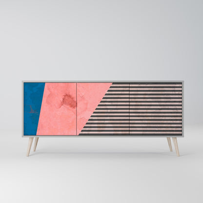 GLAMOROUS STRIPE 3-Door Sideboard in Grey Finish