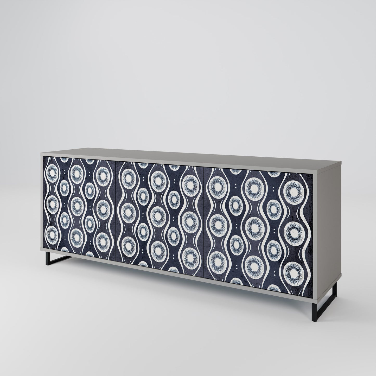 GRAPHITE EYES 3-Door Sideboard in Grey Finish