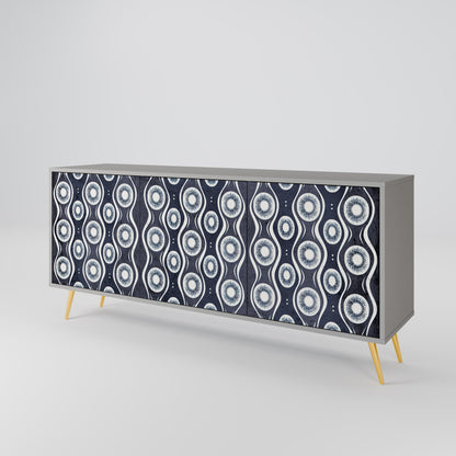 GRAPHITE EYES 3-Door Sideboard in Grey Finish