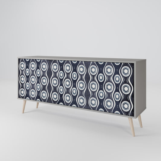 GRAPHITE EYES 3-Door Sideboard in Grey Finish