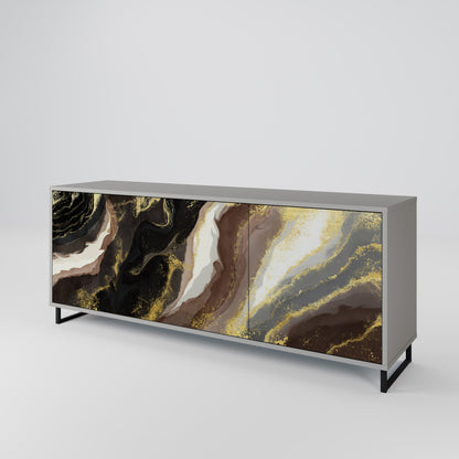 GOLD DUST 3-Door Sideboard in Grey Finish