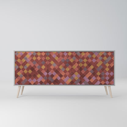 PAINTED SQUARES 3-Door Sideboard in Grey Finish