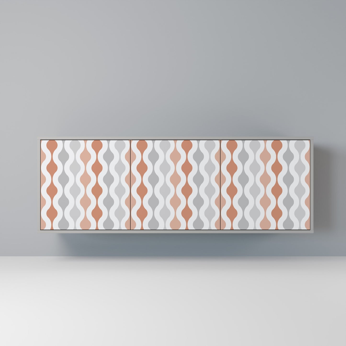 HAZY NOSTALGIA 3-Door Sideboard in Grey Finish