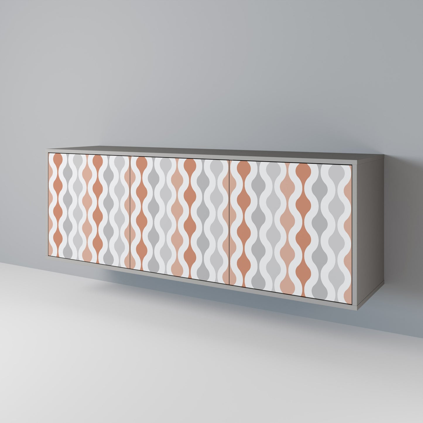 HAZY NOSTALGIA 3-Door Sideboard in Grey Finish