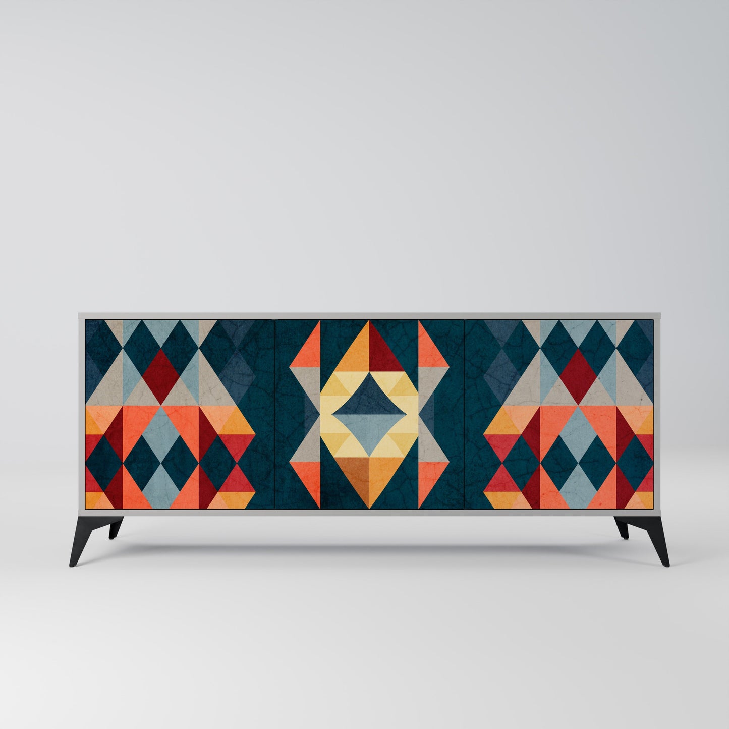 CRACKED ILLUSION 3-Door Sideboard in Grey Finish