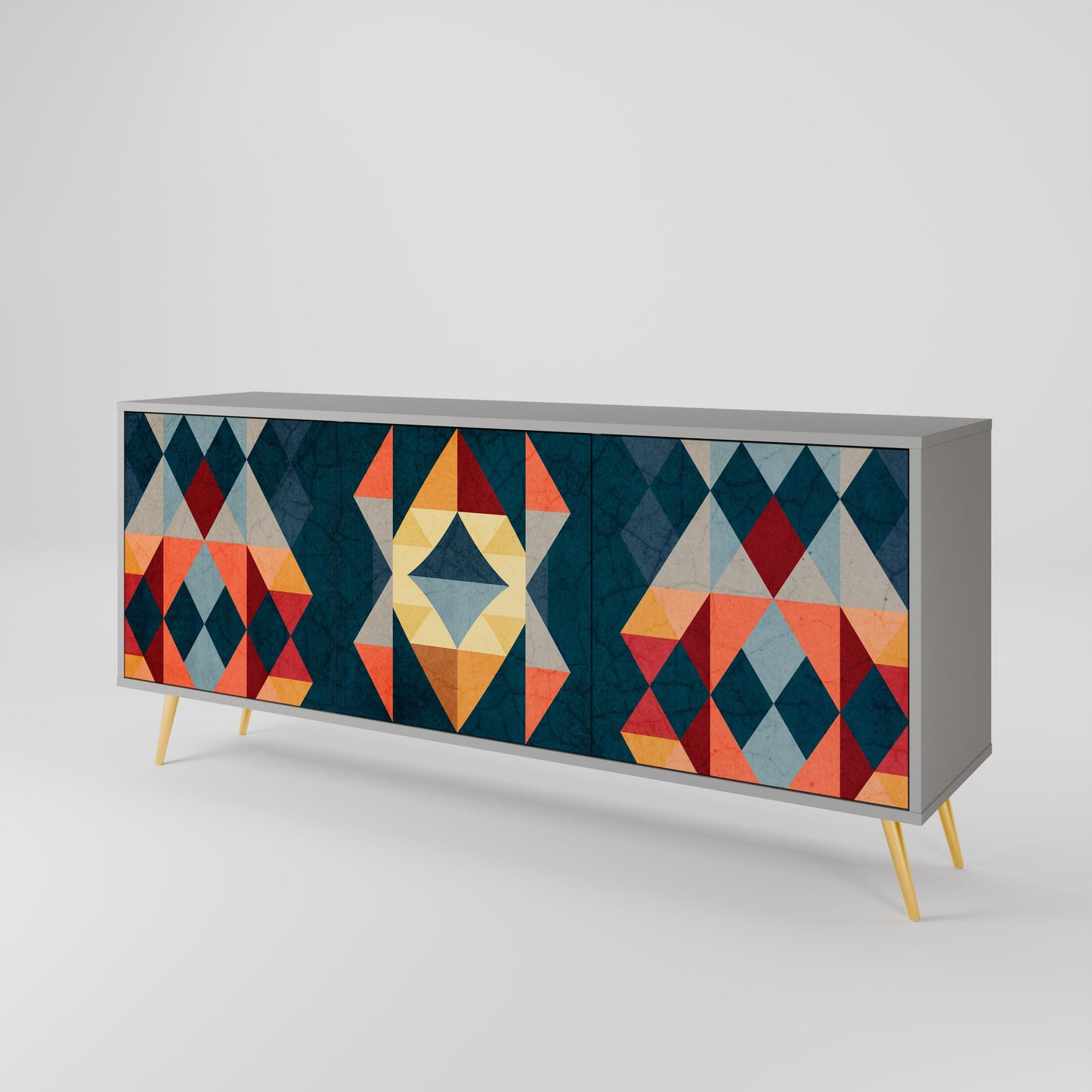 CRACKED ILLUSION 3-Door Sideboard in Grey Finish