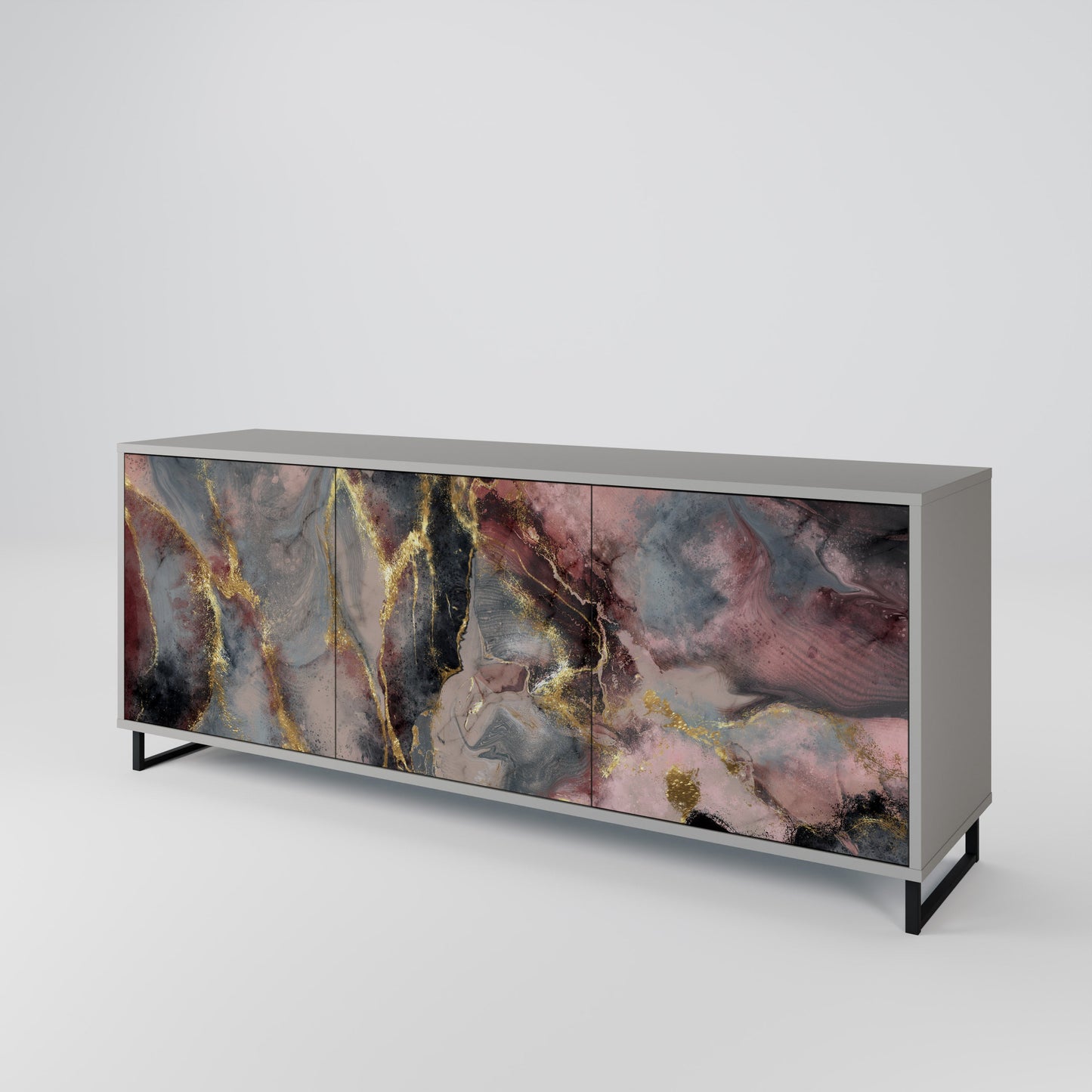 GOLDEN TIDES 3-Door Sideboard in Grey Finish