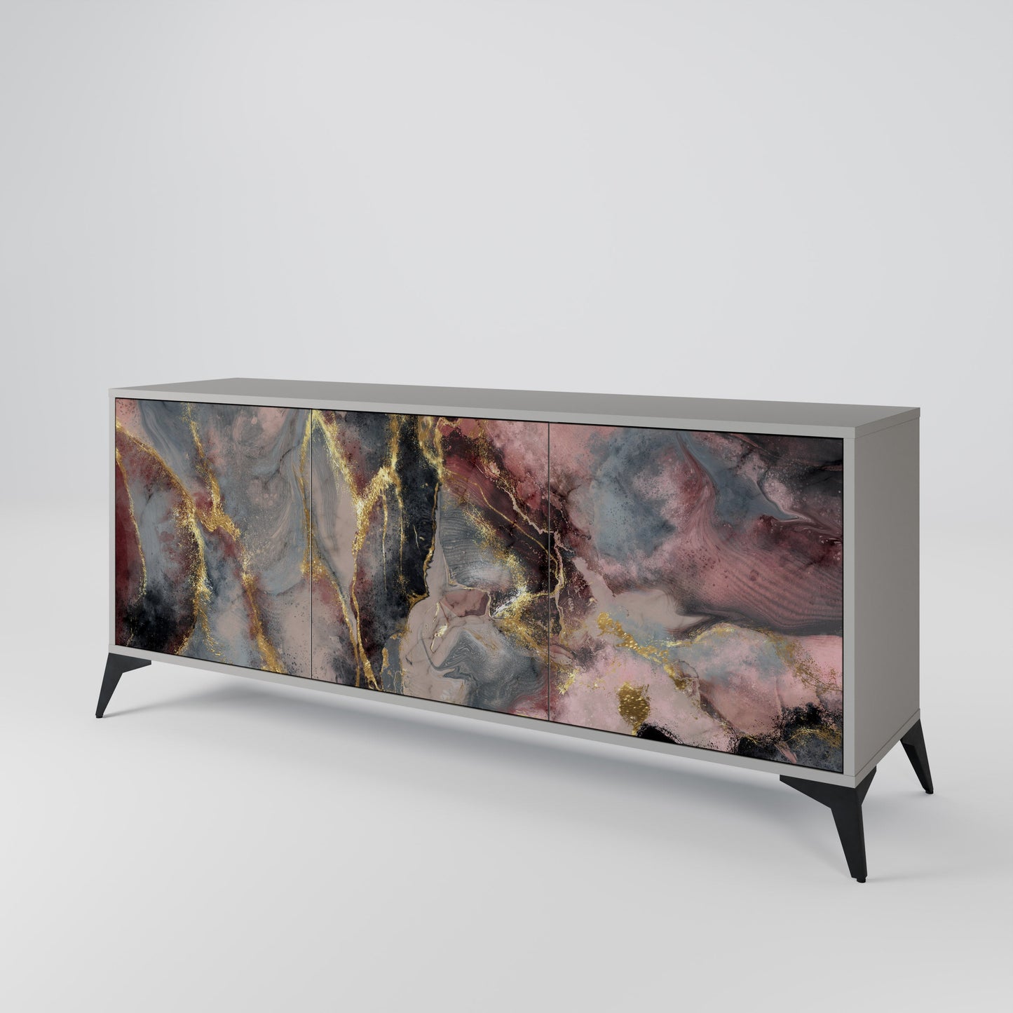 GOLDEN TIDES 3-Door Sideboard in Grey Finish