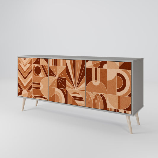 Credenza PRISM MOSAIC a 3 ante in finitura grigia