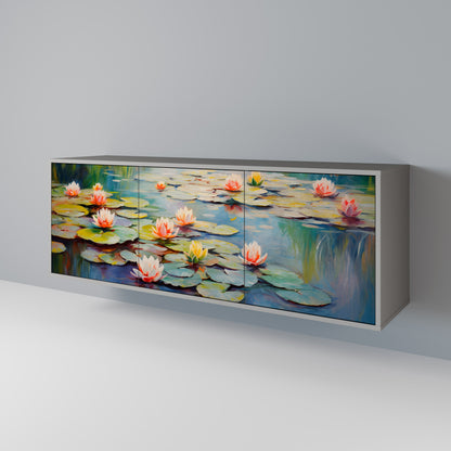 Credenza BLOOMING WATERS a 3 ante in finitura grigia