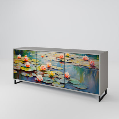 Credenza BLOOMING WATERS a 3 ante in finitura grigia