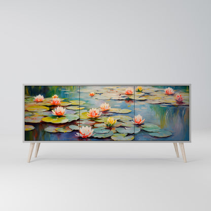 Credenza BLOOMING WATERS a 3 ante in finitura grigia