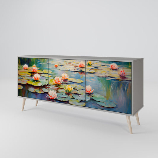 Credenza BLOOMING WATERS a 3 ante in finitura grigia