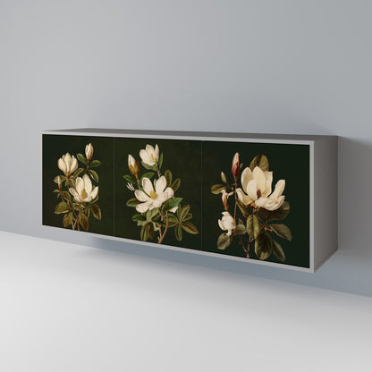 FLORAL NOIR 3-Door Sideboard in Grey Finish
