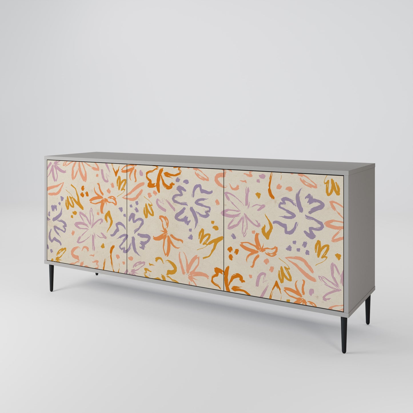 Credenza SPRING WHIMSY a 3 ante in finitura grigia