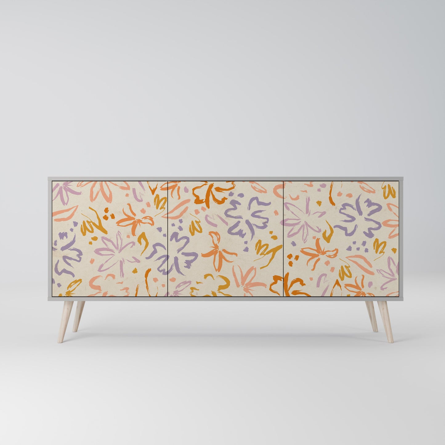 Credenza SPRING WHIMSY a 3 ante in finitura grigia