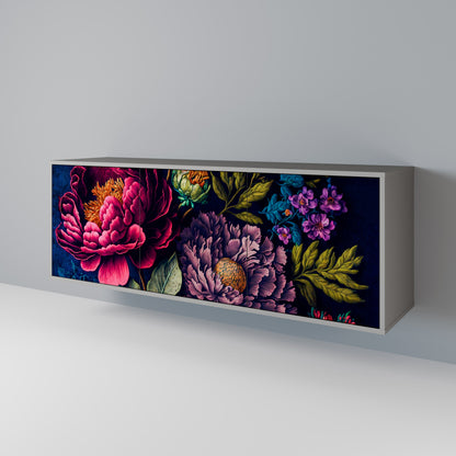 Credenza BLOOMING ELEGANCE a 3 ante in finitura grigia