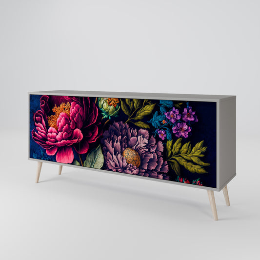 Credenza BLOOMING ELEGANCE a 3 ante in finitura grigia